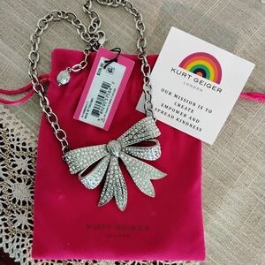 New With Tags! Elegant Silver Kurk Geiger Bow Necklace